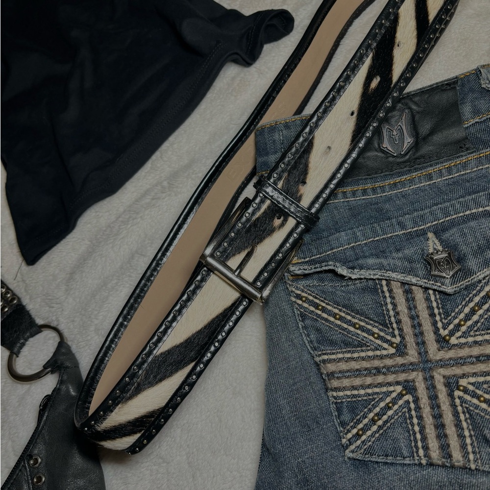 Pony hair zebra belt